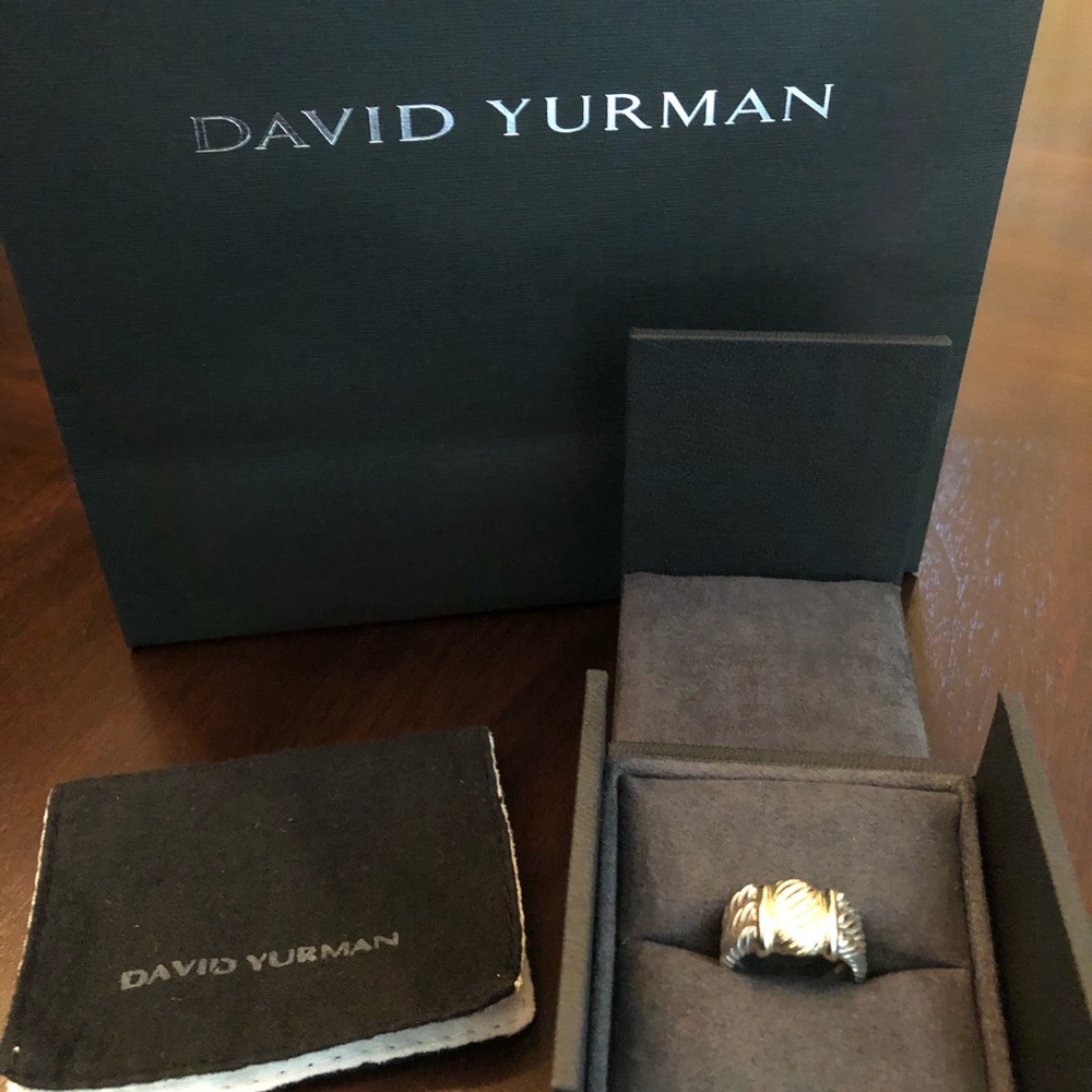 David Yurman Sterling Silver & 14k Gold Cable Ring